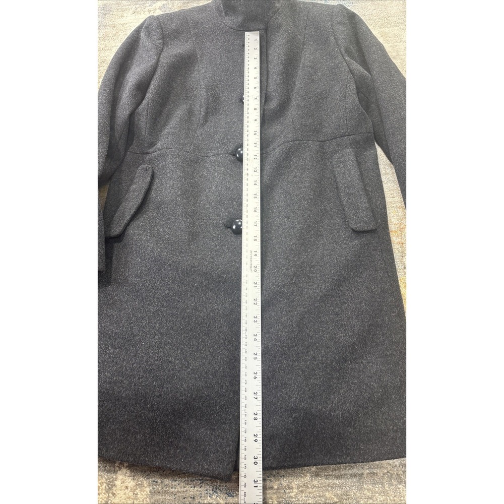Vintage Jonathan Michael Women's Lambswool Herringbone Overcoat Gray Long Coat - Picture 3 of 11